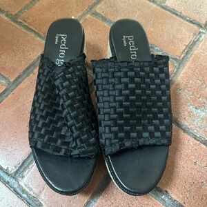 Pedro Garcia “Norma” Black Wedge Sandals - Size 38.5 - Platform Espadrille
